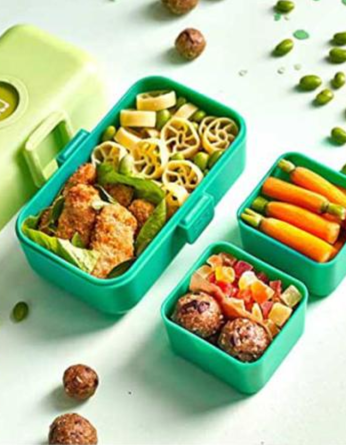 Monbento - MB Tresor Green Apple Bento Lunch Box for Kids - 3 Compartment for School Lunch and Snack Packing