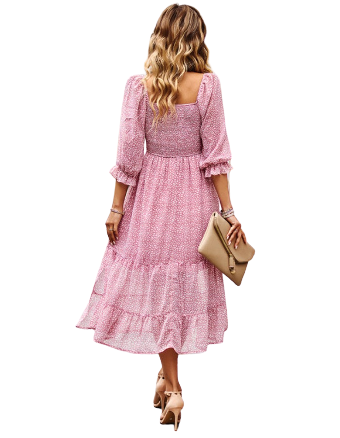 SHOPIQAT Bohemian Square Neck Three Quarter Sleeve Maxi Dress - Premium Dresses from shopiqat - Just $11.900! Shop now at shopiqat