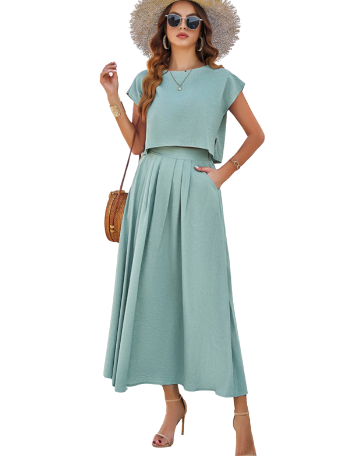 SHOPIQAT New Spring and Summer Casual Sleeveless Top and Long Skirt Suit - Premium  from shopiqat - Just $11.200! Shop now at shopiqat