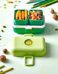Monbento - MB Tresor Green Apple Bento Lunch Box for Kids - 3 Compartment for School Lunch and Snack Packing