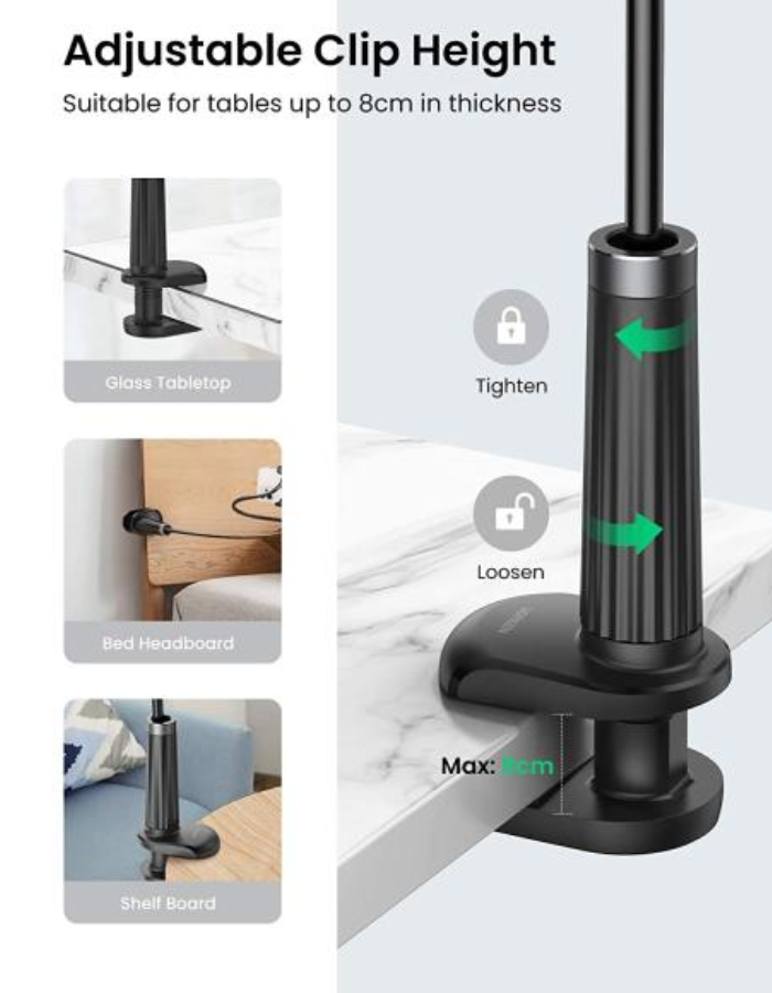 Ugreen Multifunctional Phone Clip Stand 90cm - Black