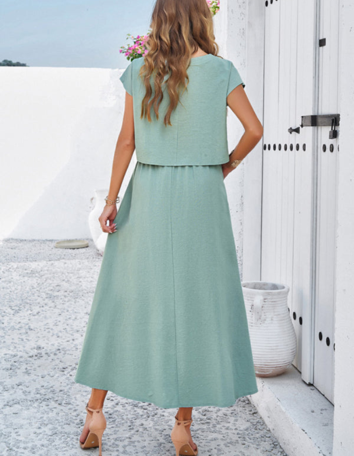 SHOPIQAT New Spring and Summer Casual Sleeveless Top and Long Skirt Suit - Premium  from shopiqat - Just $11.200! Shop now at shopiqat
