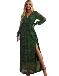 SHOPIQAT Women's Elegant V Neck Long Sleeve Waist Midi Dress - Premium  from shopiqat - Just $12.800! Shop now at shopiqat