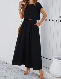 SHOPIQAT New Spring and Summer Casual Sleeveless Top and Long Skirt Suit