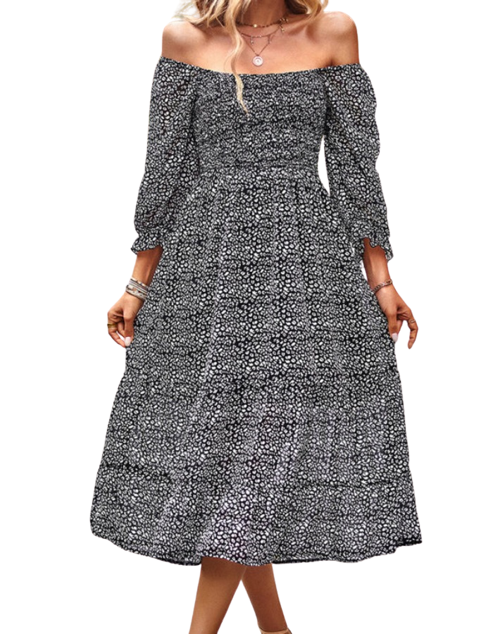 SHOPIQAT Bohemian Square Neck Three Quarter Sleeve Maxi Dress - Premium Dresses from shopiqat - Just $11.900! Shop now at shopiqat