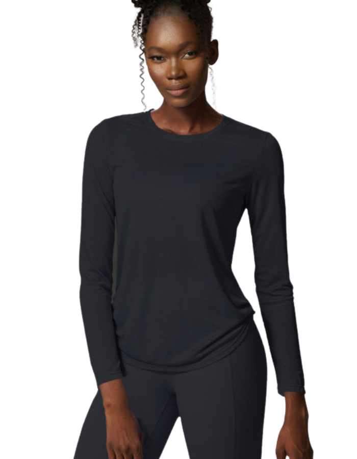 SHOPIQAT Women's Round Neck Curved Hem Long Sleeve Sports Top Quick Dry Breathable Yoga Cover Up - Premium  from shopiqat - Just $5.650! Shop now at shopiqat