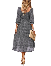 SHOPIQAT Bohemian Square Neck Three Quarter Sleeve Maxi Dress - Premium Dresses from shopiqat - Just $11.900! Shop now at shopiqat