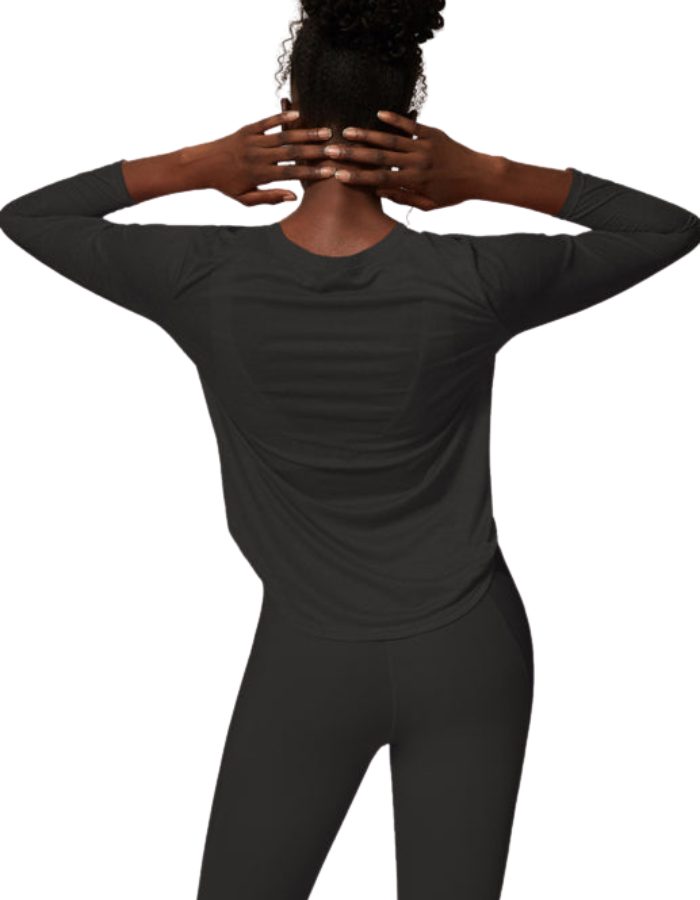 SHOPIQAT Women's Round Neck Curved Hem Long Sleeve Sports Top Quick Dry Breathable Yoga Cover Up - Premium  from shopiqat - Just $5.650! Shop now at shopiqat