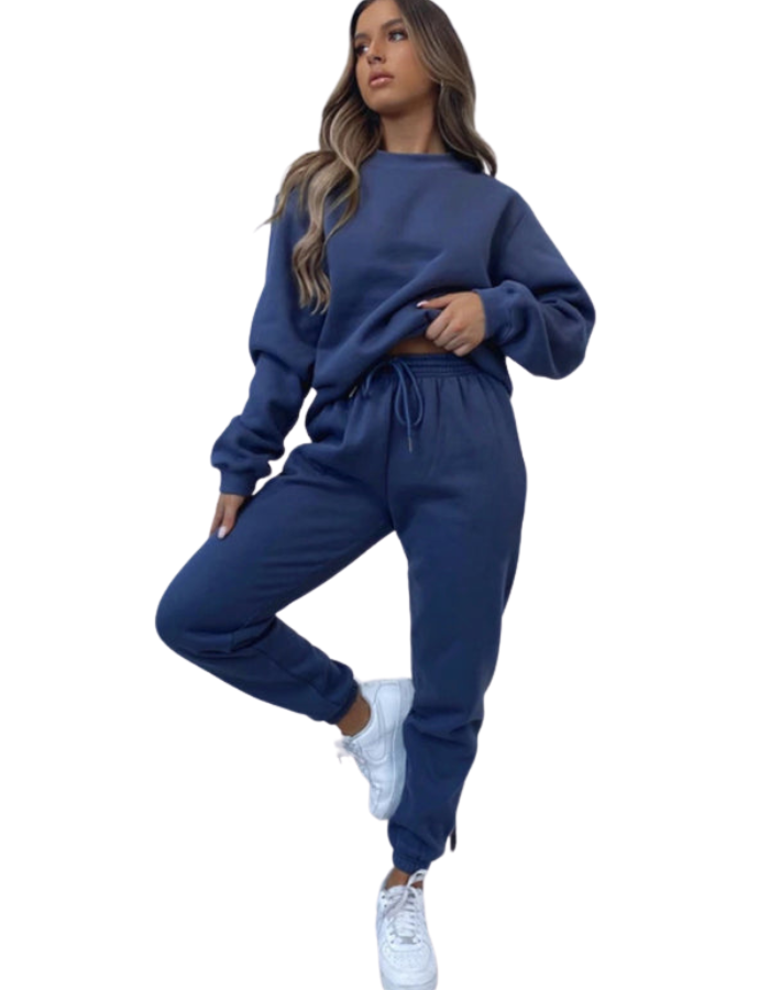 SHOPIQAT Women's New Solid Colour Round Fashionable Casual Collar Pullover Long Sleeve Trousers Sweater Suit - Premium  from shopiqat - Just $13.750! Shop now at shopiqat