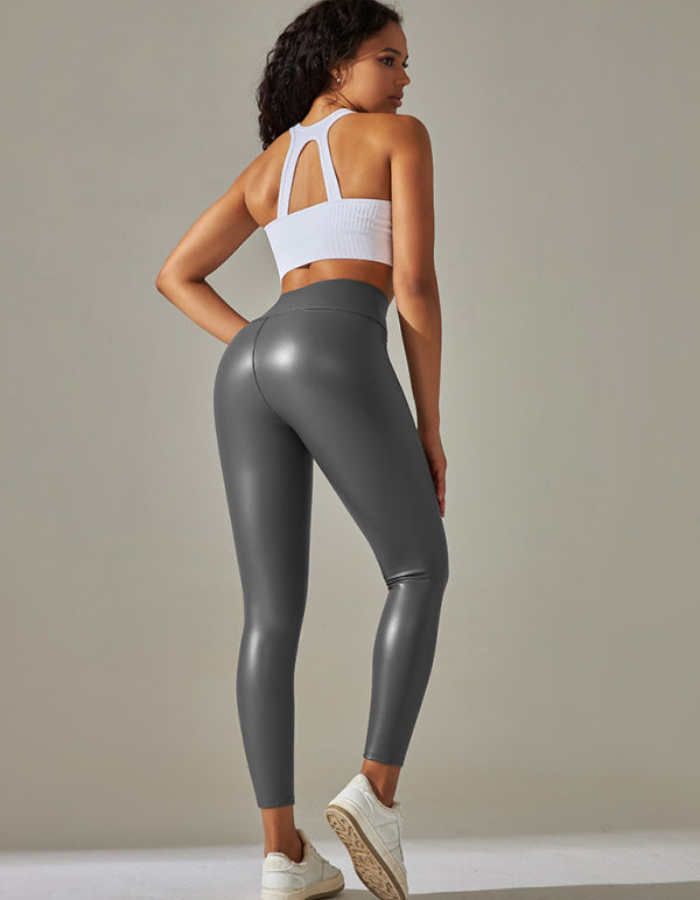 SHOPIQAT New Plus Size High Waist Tight PU Leather Colorful Yoga Leggings - Premium  from shopiqat - Just $6.500! Shop now at shopiqat