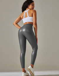SHOPIQAT New Plus Size High Waist Tight PU Leather Colorful Yoga Leggings - Premium  from shopiqat - Just $6.500! Shop now at shopiqat
