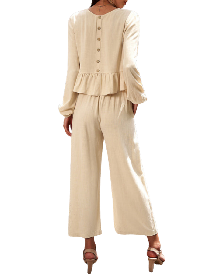 SHOPIQAT Temperament Casual Suit Solid Colour Long-Sleeved Top Loose Trousers - Premium  from shopiqat - Just $16.900! Shop now at shopiqat