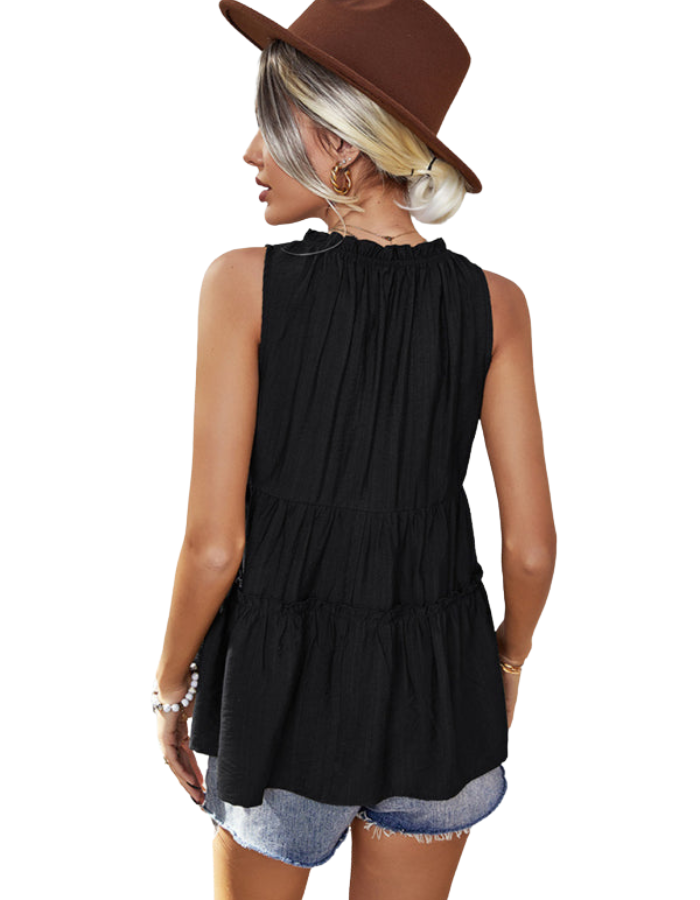 SHOPIQAT Women's Woven V-Neck Stitching A-Shape Vest - Premium  from shopiqat - Just $7.250! Shop now at shopiqat