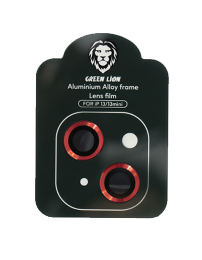 Green iPhone 13/13 Mini Iron Camera Lens Anti Glare  - Red