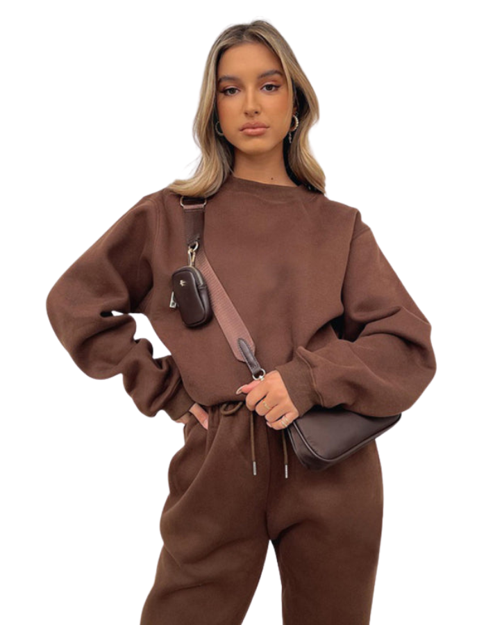 SHOPIQAT Women's New Solid Colour Round Fashionable Casual Collar Pullover Long Sleeve Trousers Sweater Suit - Premium  from shopiqat - Just $13.750! Shop now at shopiqat