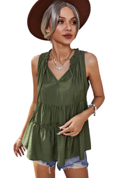 SHOPIQAT Women's Woven V-Neck Stitching A-Shape Vest - Premium  from shopiqat - Just $7.250! Shop now at shopiqat