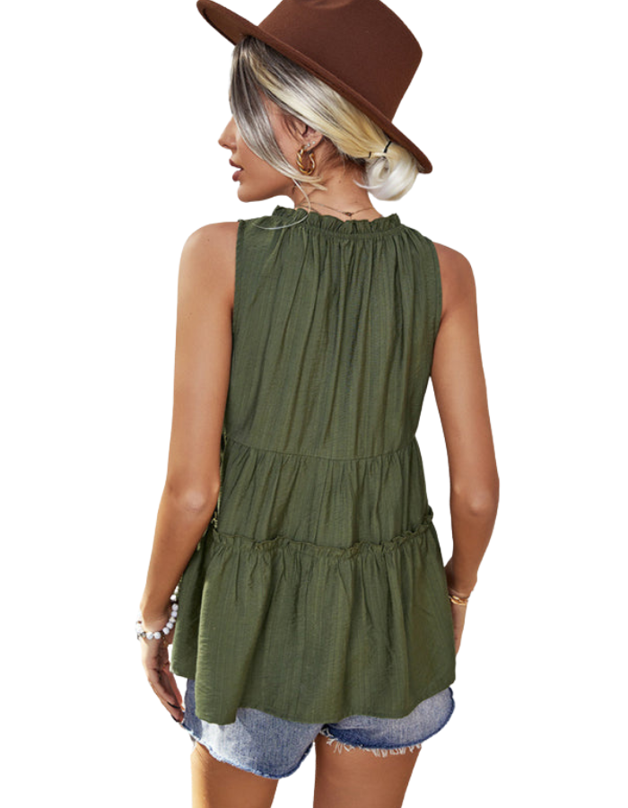 SHOPIQAT Women's Woven V-Neck Stitching A-Shape Vest - Premium  from shopiqat - Just $7.250! Shop now at shopiqat