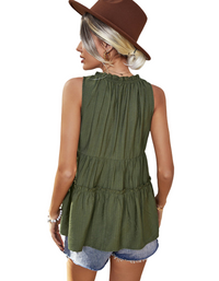SHOPIQAT Women's Woven V-Neck Stitching A-Shape Vest - Premium  from shopiqat - Just $7.250! Shop now at shopiqat