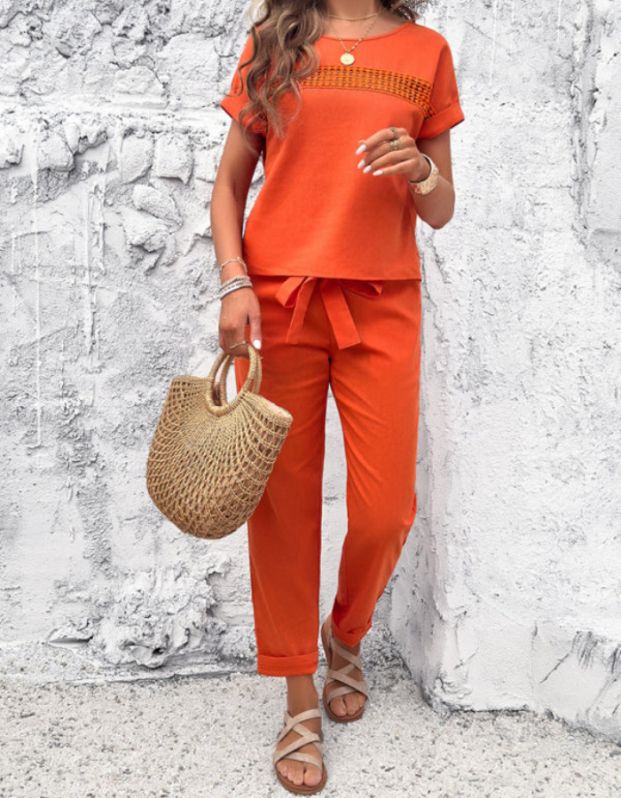 SHOPIQAT Women's Casual Short-Sleeved Top and Trousers Suit - Premium  from shopiqat - Just $13.200! Shop now at shopiqat