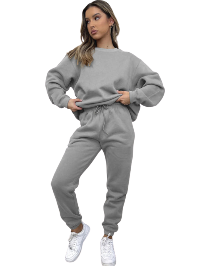 SHOPIQAT Women's New Solid Colour Round Fashionable Casual Collar Pullover Long Sleeve Trousers Sweater Suit - Premium  from shopiqat - Just $13.750! Shop now at shopiqat