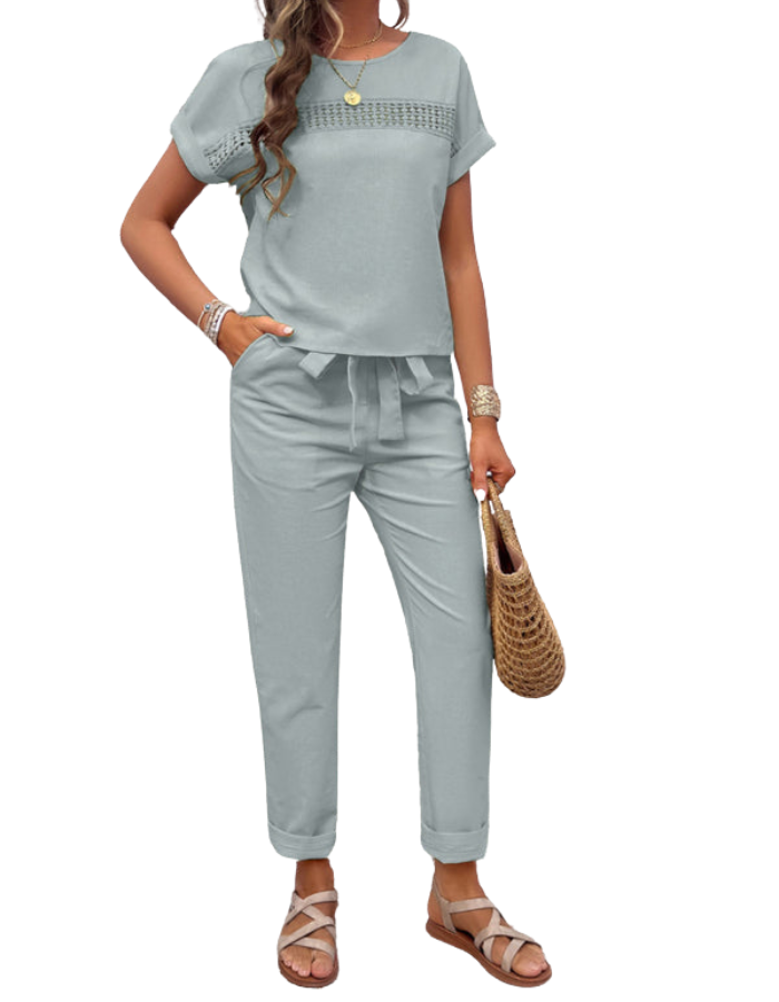 SHOPIQAT Women's Casual Short-Sleeved Top and Trousers Suit - Premium  from shopiqat - Just $13.200! Shop now at shopiqat