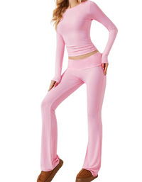 SHOPIQAT Women's Casual Solid Color Fashion Slim Long Sleeve Suit