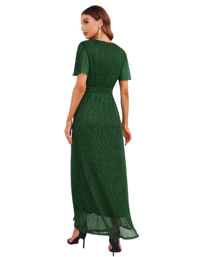 SHOPIQAT Feminine and Elegant Sparkling V-Neck Strappy Dress - Premium Dresses from shopiqat - Just $19.500! Shop now at shopiqat