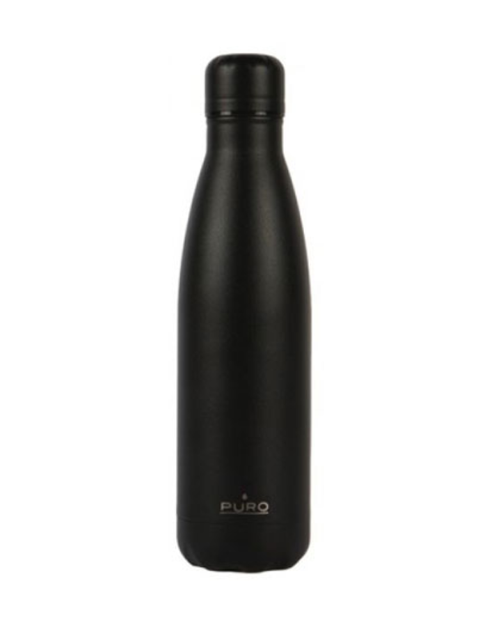 Puro Icon Fluo Stainless Steel Bottle 500ml - Black