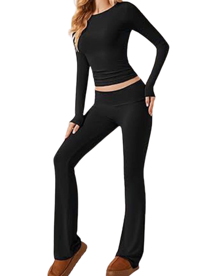 SHOPIQAT Women's Casual Solid Color Fashion Slim Long Sleeve Suit
