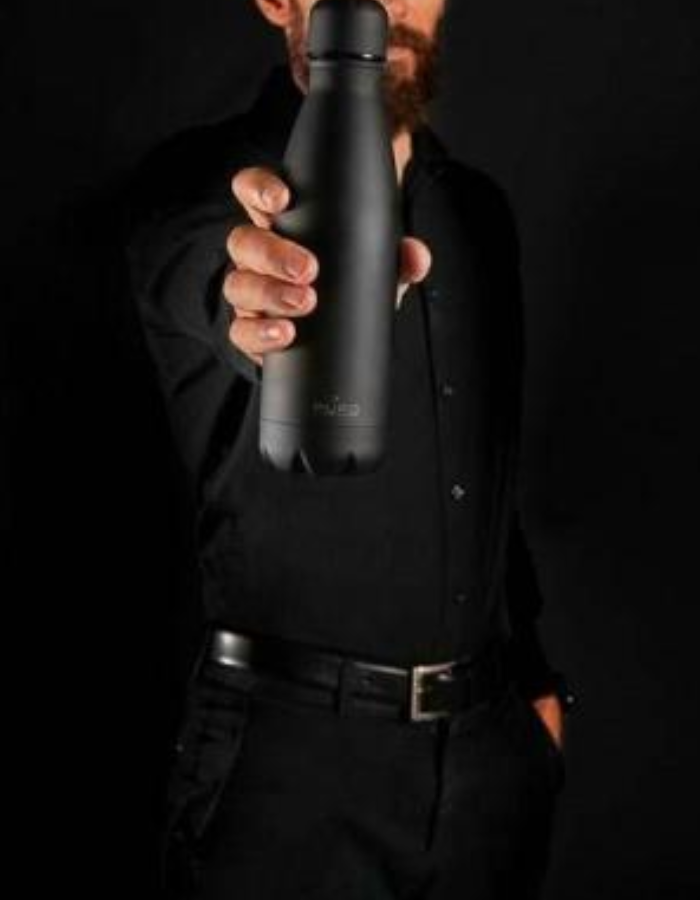 Puro Icon Fluo Stainless Steel Bottle 500ml - Black