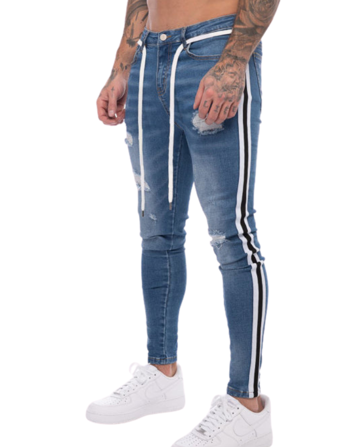 SHOPIQAT Men's Fashion Mid Waist Ripped Slim Jeans - Premium  from shopiqat - Just $8.900! Shop now at shopiqat