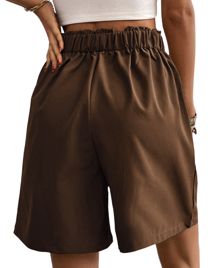 SHOPIQAT Women's High-Waisted Loose 2-Nutton Shorts - Premium  from shopiqat - Just $8.100! Shop now at shopiqat