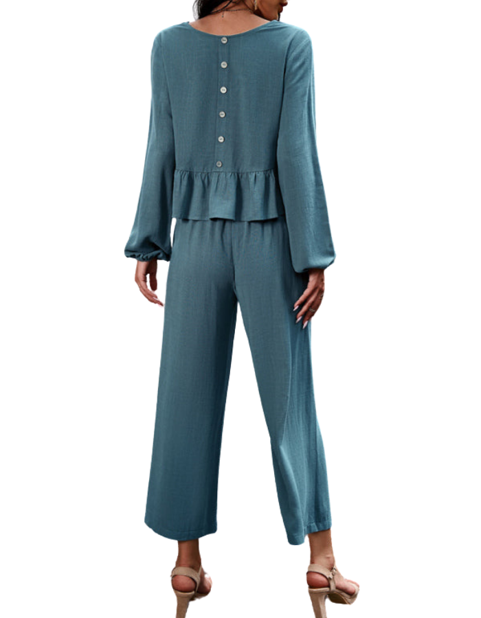 SHOPIQAT Temperament Casual Suit Solid Colour Long-Sleeved Top Loose Trousers - Premium  from shopiqat - Just $16.900! Shop now at shopiqat