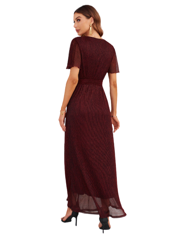SHOPIQAT Feminine and Elegant Sparkling V-Neck Strappy Dress - Premium Dresses from shopiqat - Just $19.500! Shop now at shopiqat