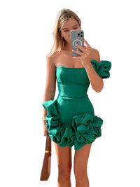 SHOPIQAT Women's Dress Ruffled Bud Waist Slim Dress One Shoulder Tube Top Package Hip Skirt - Premium  from shopiqat - Just $11.150! Shop now at shopiqat