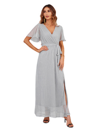 SHOPIQAT Feminine and Elegant Sparkling V-Neck Strappy Dress - Premium Dresses from shopiqat - Just $19.500! Shop now at shopiqat