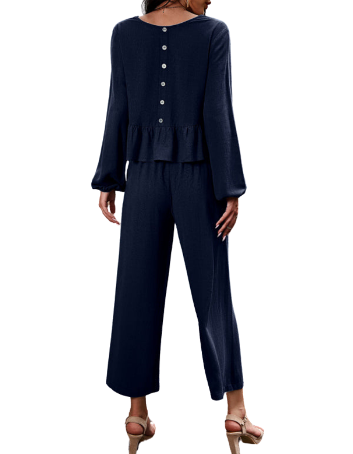 SHOPIQAT Temperament Casual Suit Solid Colour Long-Sleeved Top Loose Trousers - Premium  from shopiqat - Just $16.900! Shop now at shopiqat