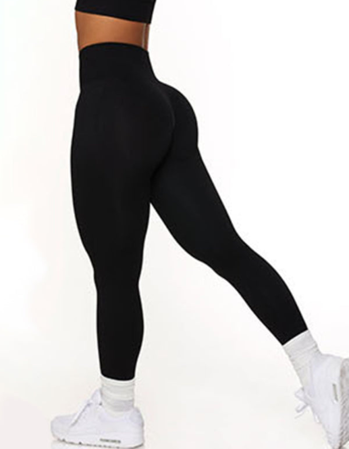 SHOPIQAT New Seamless Solid Colour Knitted High Elastic Yoga Running Sports Fitness Leggings - Premium  from shopiqat - Just $6.450! Shop now at shopiqat