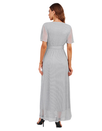 SHOPIQAT Feminine and Elegant Sparkling V-Neck Strappy Dress - Premium Dresses from shopiqat - Just $19.500! Shop now at shopiqat
