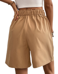 SHOPIQAT Women's High-Waisted Loose 2-Nutton Shorts