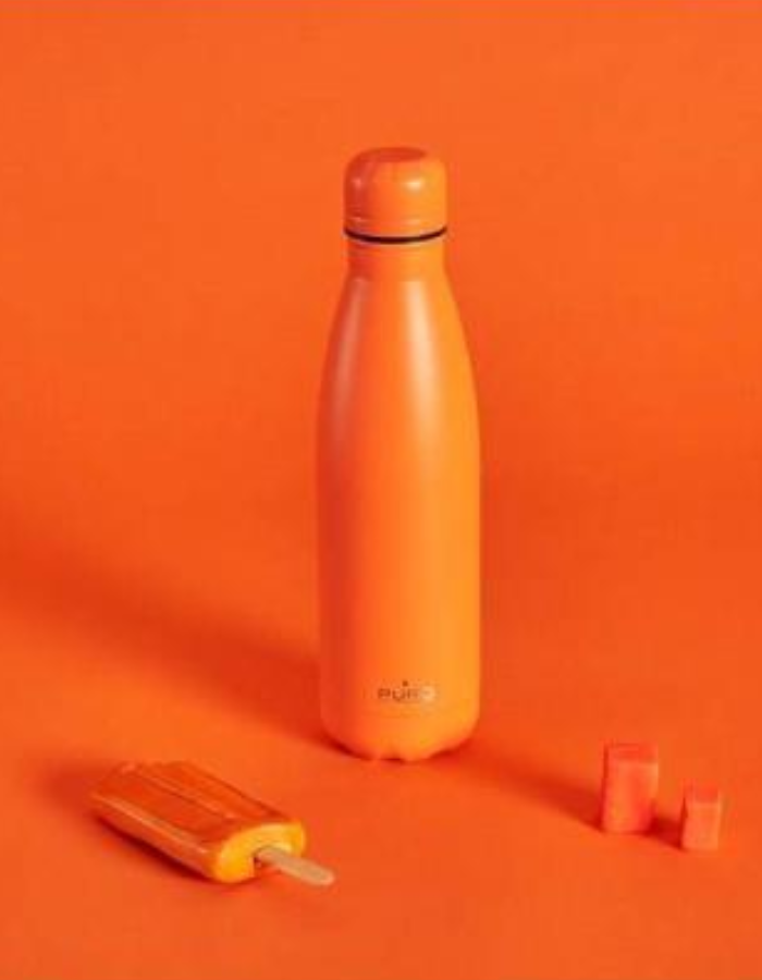 Puro Icon Fluo Stainless Steel Bottle 500ml - Orange