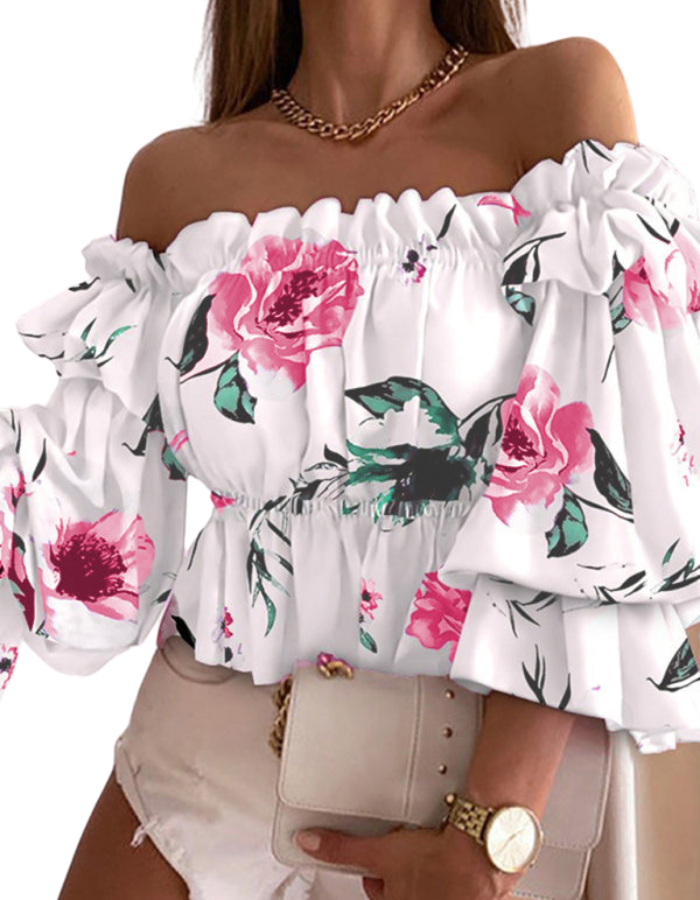 SHOPIQAT Women's Woven Off Shoulder Cake Sleeve Top - Premium  from shopiqat - Just $7.300! Shop now at shopiqat