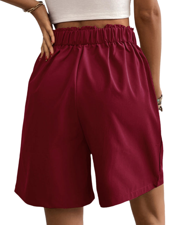 SHOPIQAT Women's High-Waisted Loose 2-Nutton Shorts - Premium  from shopiqat - Just $8.100! Shop now at shopiqat