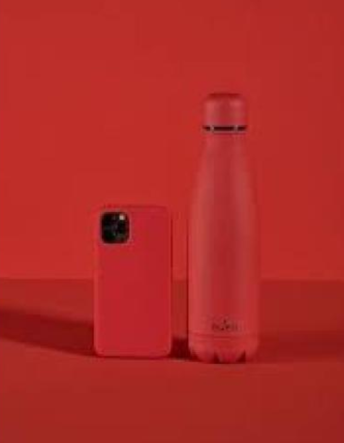 Puro Icon Fluo Stainless Steel Bottle 500ml - Red