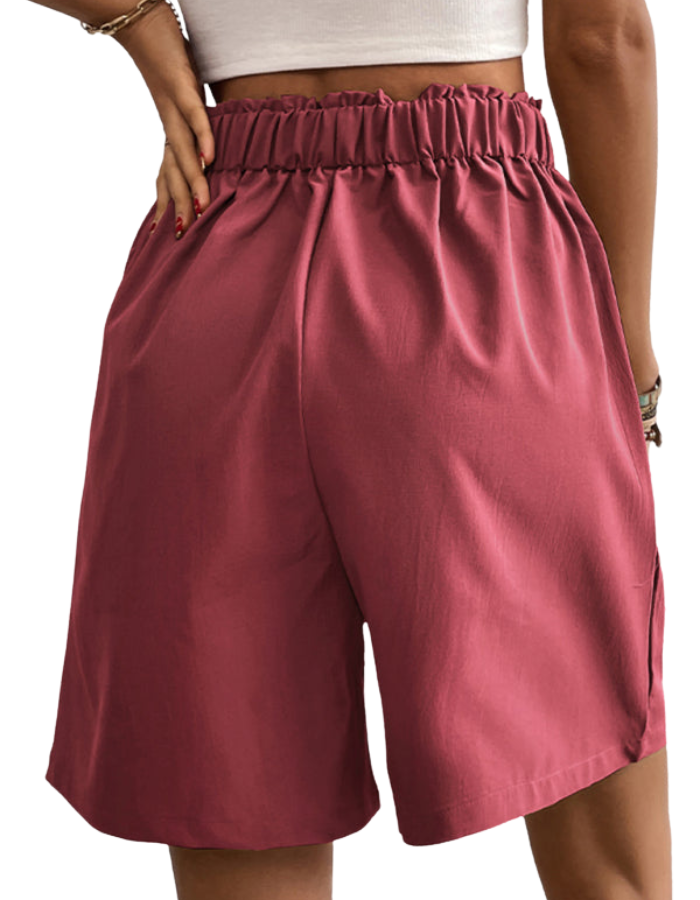 SHOPIQAT Women's High-Waisted Loose 2-Nutton Shorts - Premium  from shopiqat - Just $8.100! Shop now at shopiqat