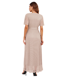 SHOPIQAT Feminine and Elegant Sparkling V-Neck Strappy Dress - Premium Dresses from shopiqat - Just $19.500! Shop now at shopiqat