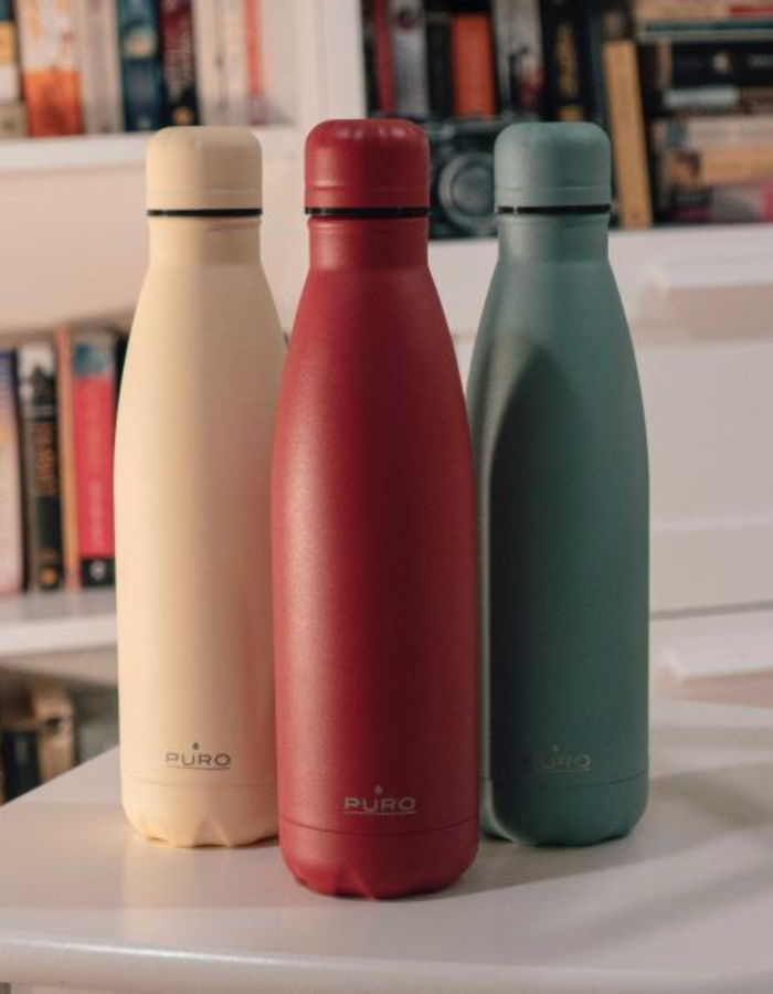 Puro Icon Fluo Stainless Steel Bottle 500ml - Red
