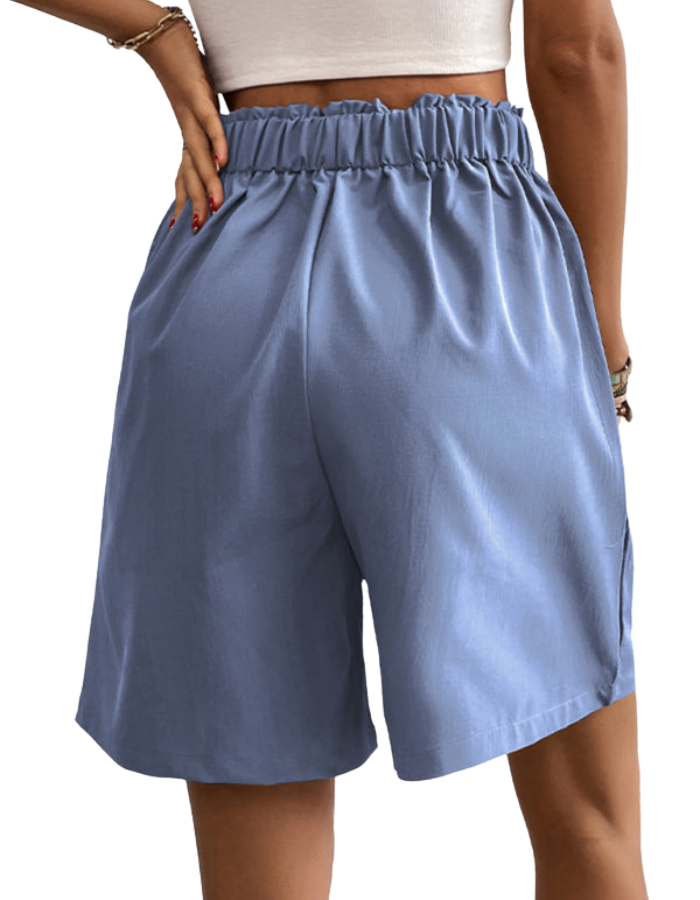 SHOPIQAT Women's High-Waisted Loose 2-Nutton Shorts