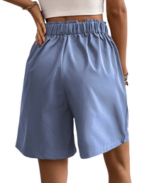 SHOPIQAT Women's High-Waisted Loose 2-Nutton Shorts