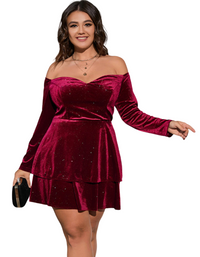 SHOPIQAT Plus Size Deep V Waist Velvet Ball Gown Dress - Premium  from shopiqat - Just $14.500! Shop now at shopiqat